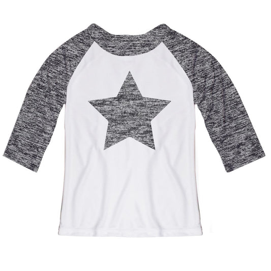 Star White And Gray Ranglan Tee Shirt 3/4 Sleeve
