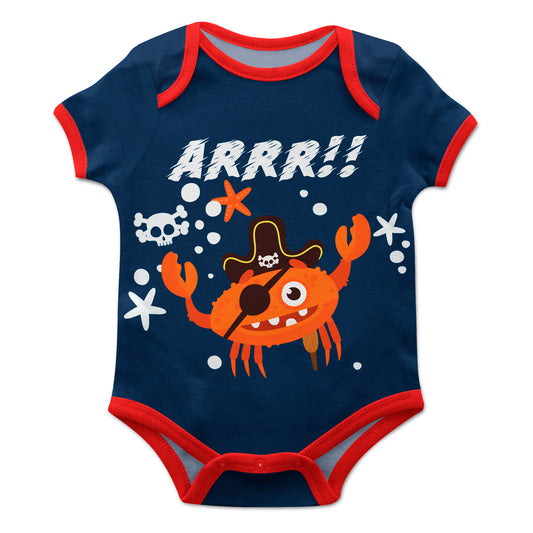 Crab Navy Boys Short Sleeve Onesie