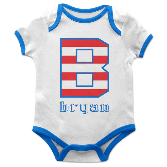 Initial and Name White Boys Short Sleeve Onesie