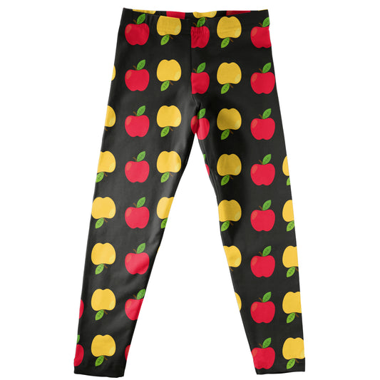 Apples Print Black Leggings