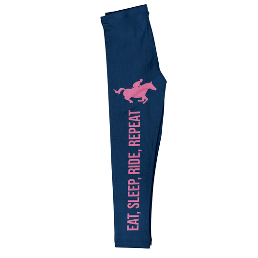 East Sleep Ride Reapeat Navy Leggings