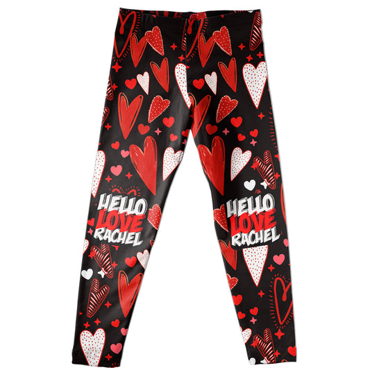 Hello Love Name Black Leggings