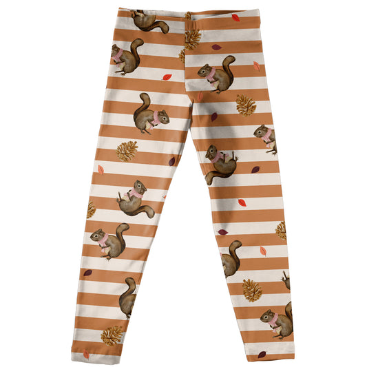 Squirrel Print Beige and Brown Leggings