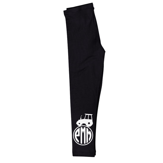 Tractor Personalized Monogram Black Leggings