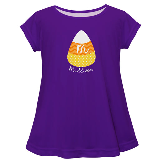 Candy Corn Name Purple Short Sleeve Laurie Top