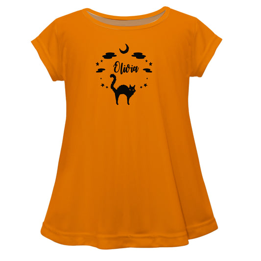 Cat Name Orange Short Sleeve Laurie Top