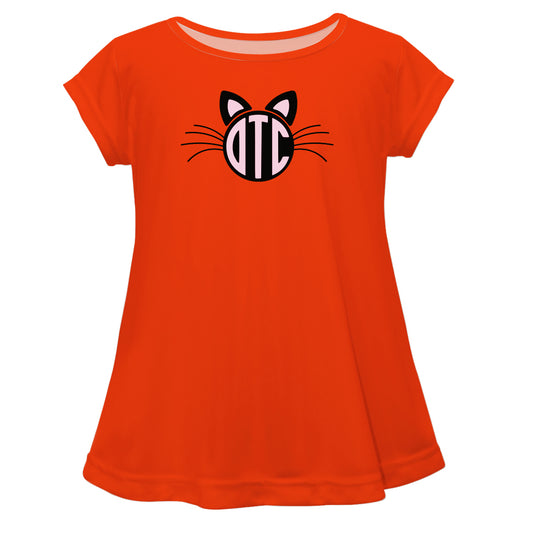 Cat Monogram Orange Short Sleeve Laurie Top