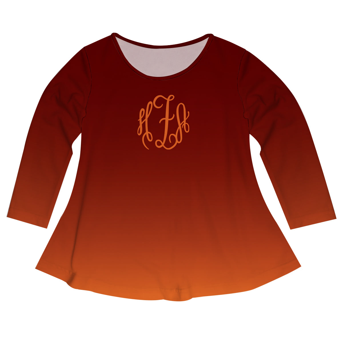 Personalized Monogram Brown Degrade Long Sleeve Laurie Top