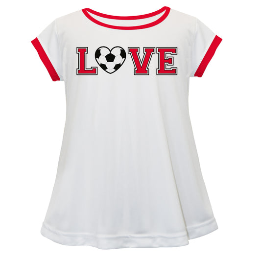 Love Soccer White and Red Short Sleeve Laurie Top