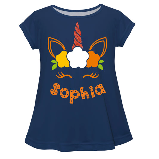 Unicorn Name Navy Short Sleeve Laurie Top