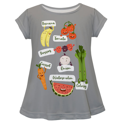 Vegetables Gray Short Sleeve Laurie Top