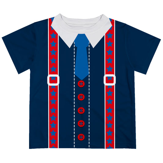 Tie and Suspender Navy Short Sleeve Tee Shirt