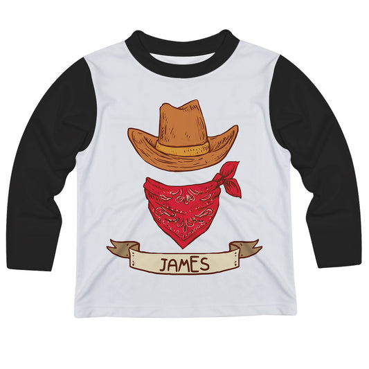 Cowboy Hat Name White Long Sleeve Tee Shirt
