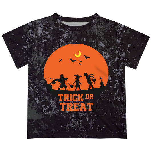 Trick Or Treat Name Black Washed Short Sleeve Tee Shirt