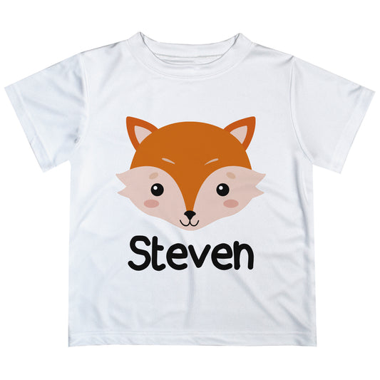 Fox Personalized Name White Short Sleeve Tee Shirt