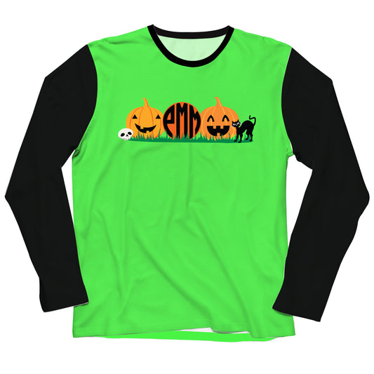 Halloween Green And Black Boys Tee Shirt LS