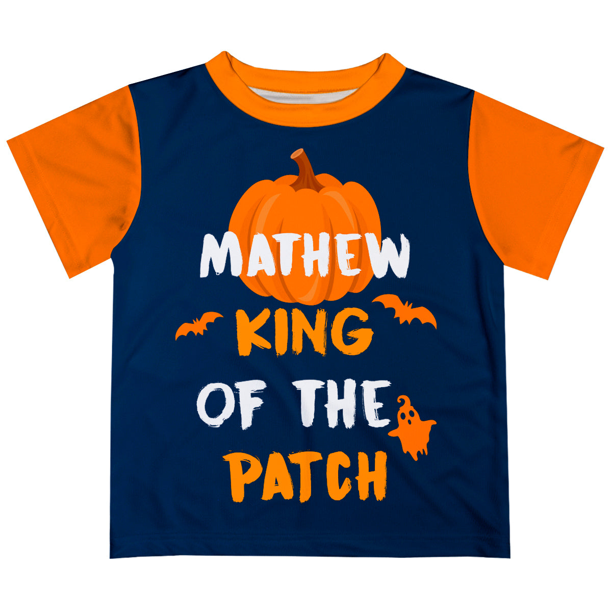 King Of The Patch Name Navy and Orange Boys Tee Shirt SS