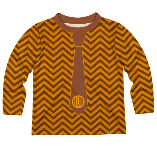 Personalized Monogram Brown and Orange Long Sleeve Tee Shirt