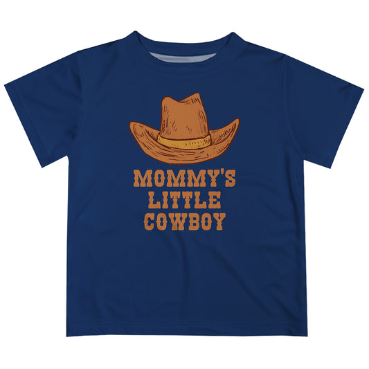 Mommy's Little Cowboy Navy Short Sleeve Boys Tee Shirt