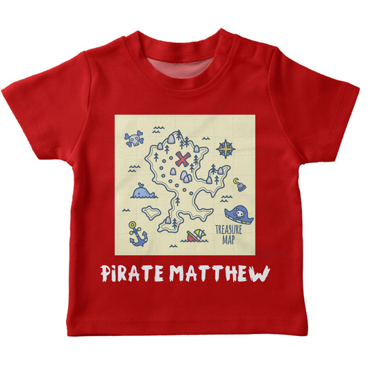 Pirate Treasure Map Name Red Short Sleeve Tee Shirt