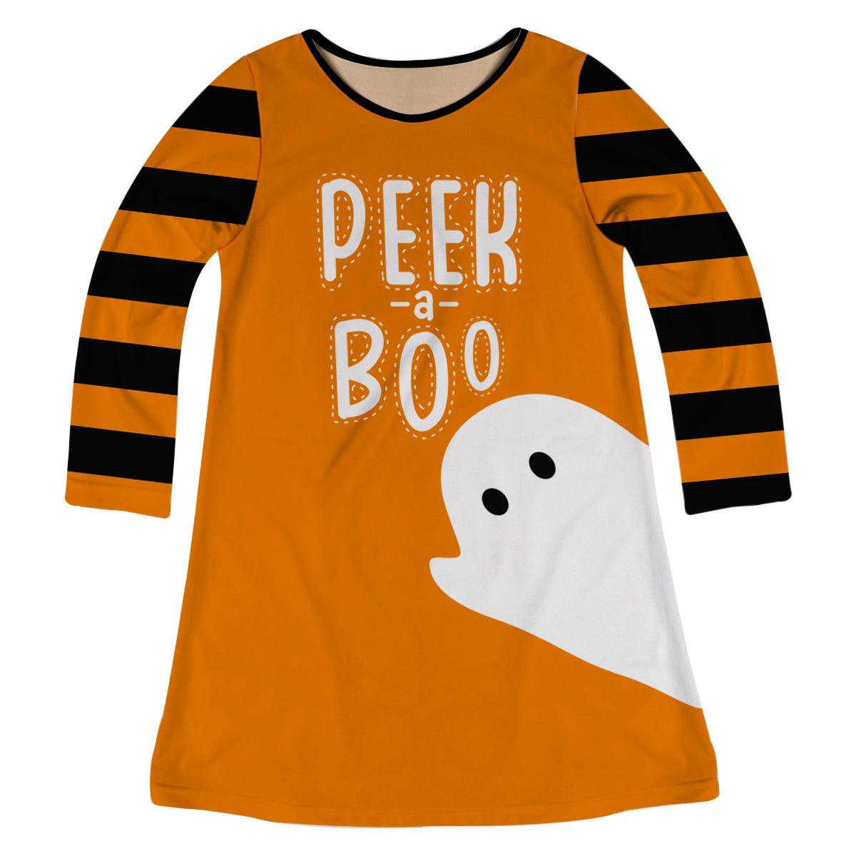 Peek A Boo Orange Long Sleeve A Line Dress