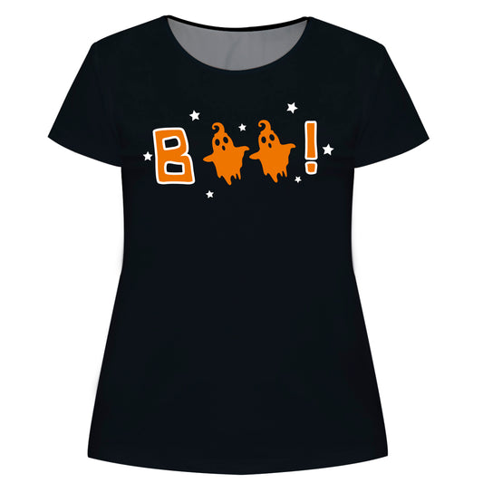 Boo Black and Orange Short Sleeve Girls Tee Shirt