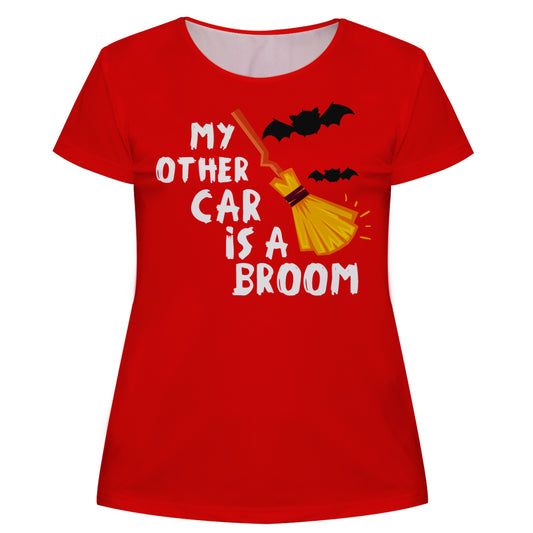 My Other Car Is A Broom Red Short Sleeve Girls Tee Shirt