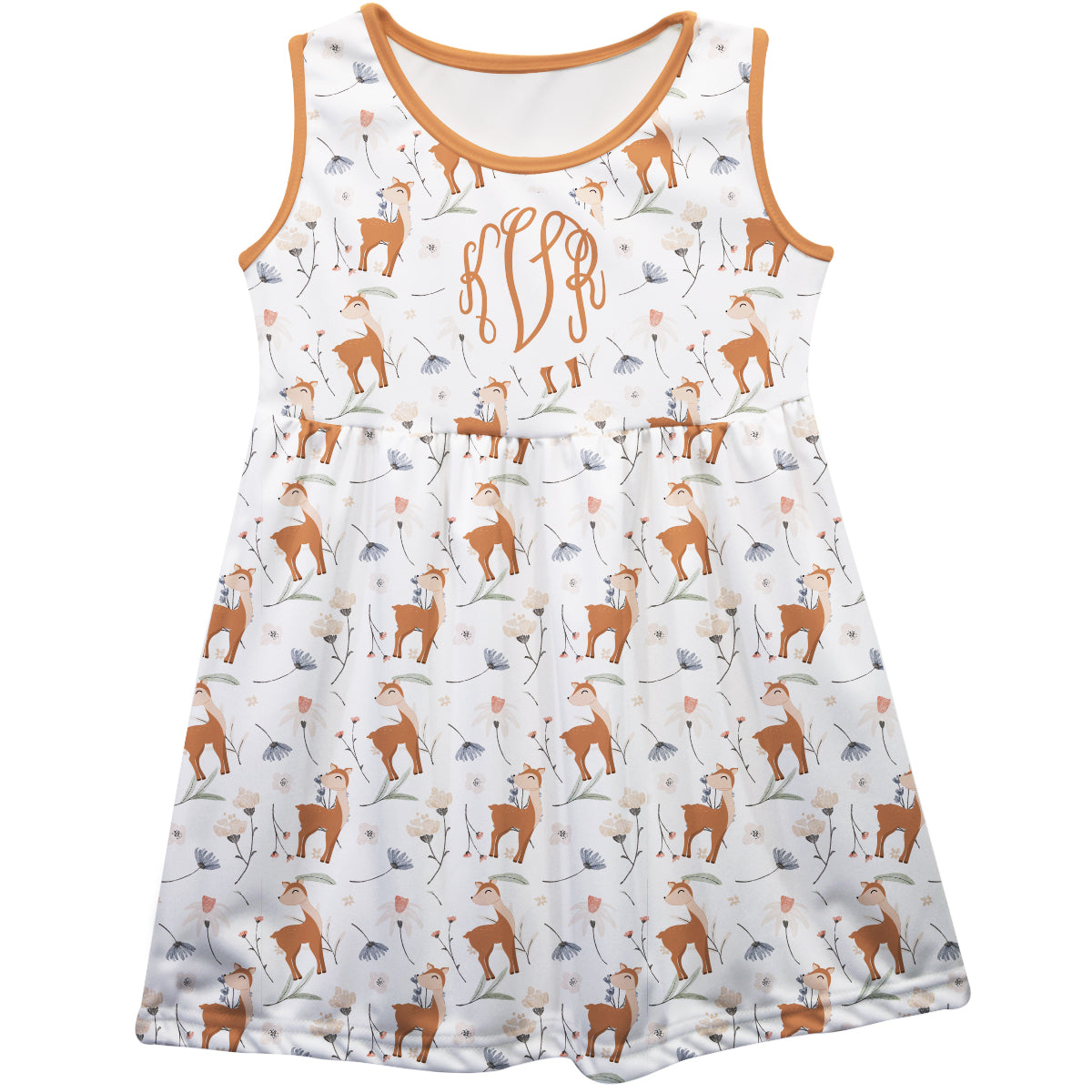 Deer Print Personalized Monogram White Tank Dress