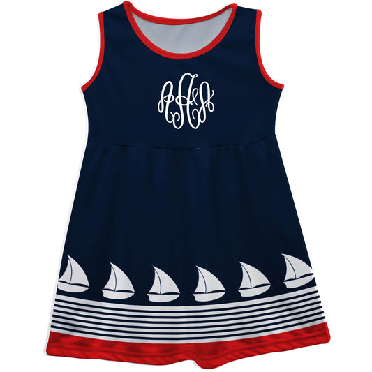 Sailboat Monogram Navy Tank Dress