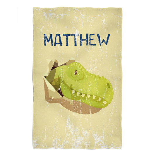 Dinosaurs Face Name Yellow Towel
