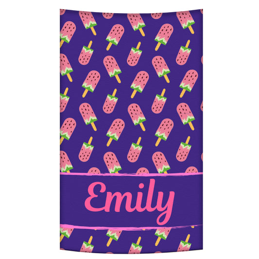Watermelon Ice Pops Print Personalized Name Purple Towel 51 X 32""