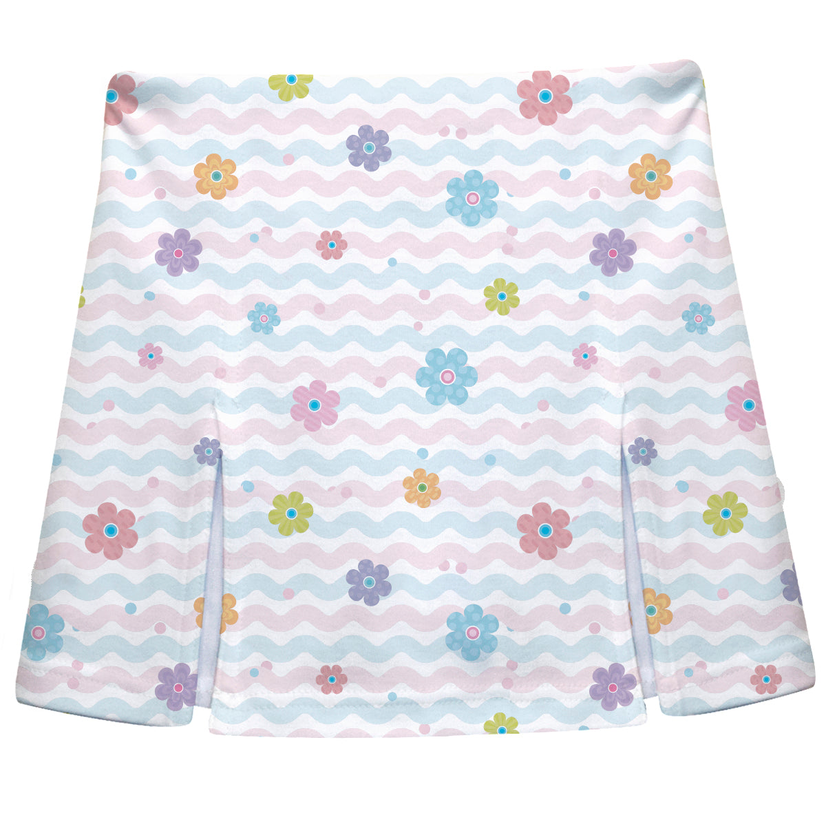 Floral Print White Wavy Skort