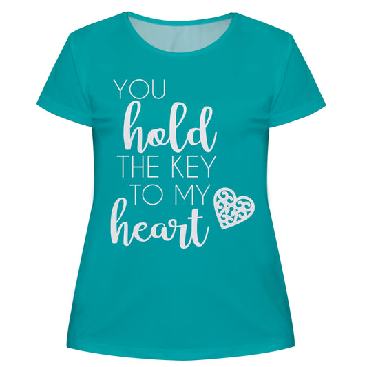 You Hold The Key Turquoise Short Sleeve Tee Shirt