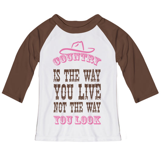 Country You Look White and Brown Raglan Tee Shirt 3/4 Sleeve