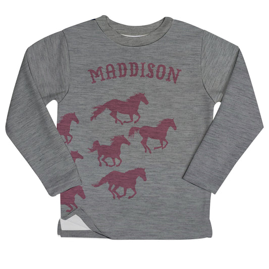 Horses Name Gray Heather Fleece Girls Sweatshirt