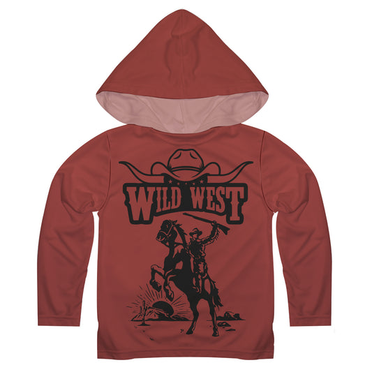 Wild West Brown Long Sleev Hoddie Tee Shirt