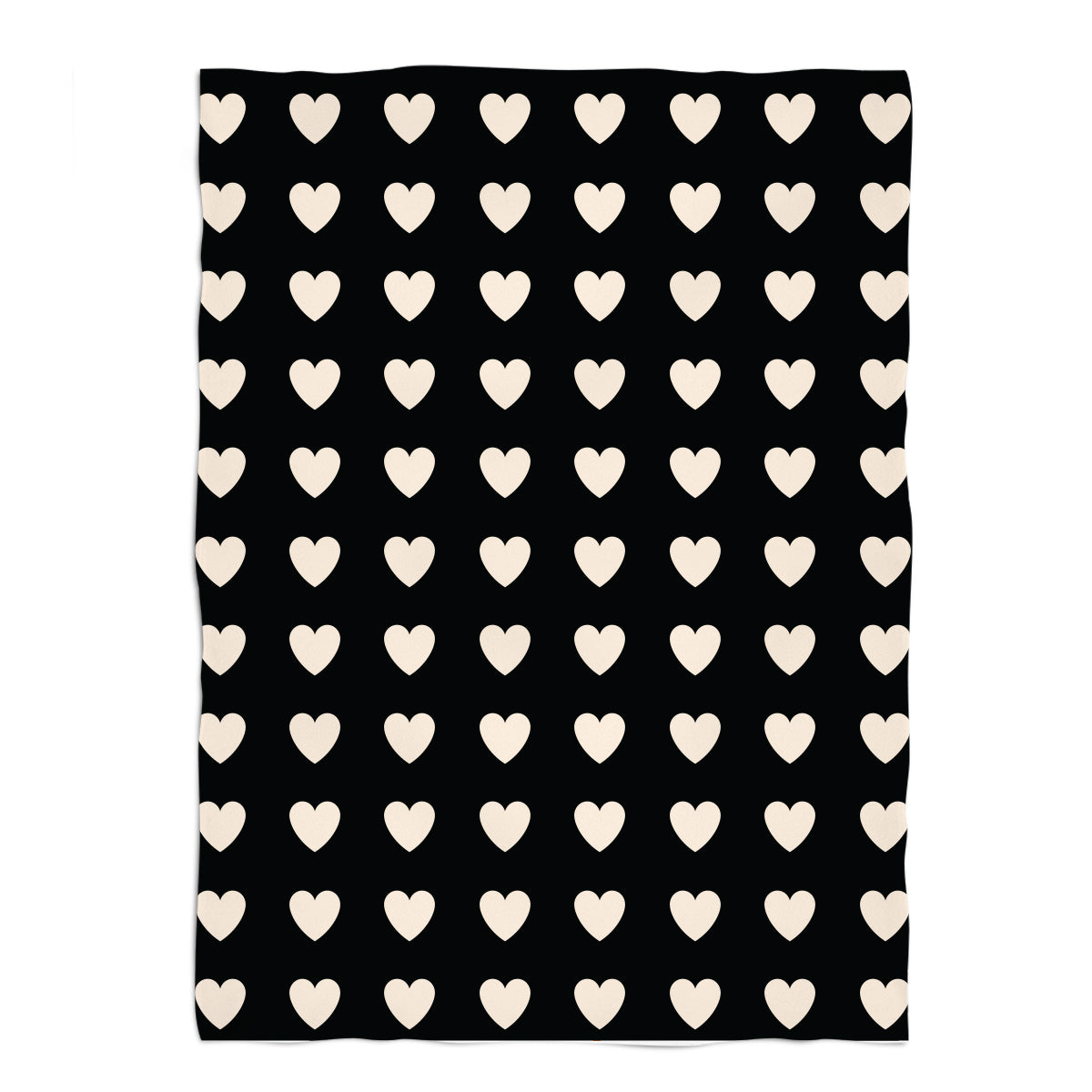 Hearts Print Black Plush Minky Throw Blanket 38 x 47""