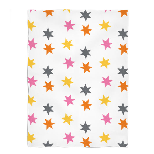 Stars Print White Plush Minky Throw Blanket 38 x 47""