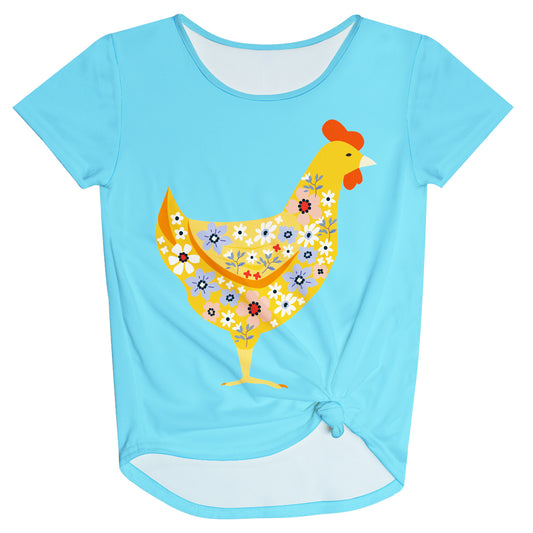 Hen Flowers Turquoise Knot Top