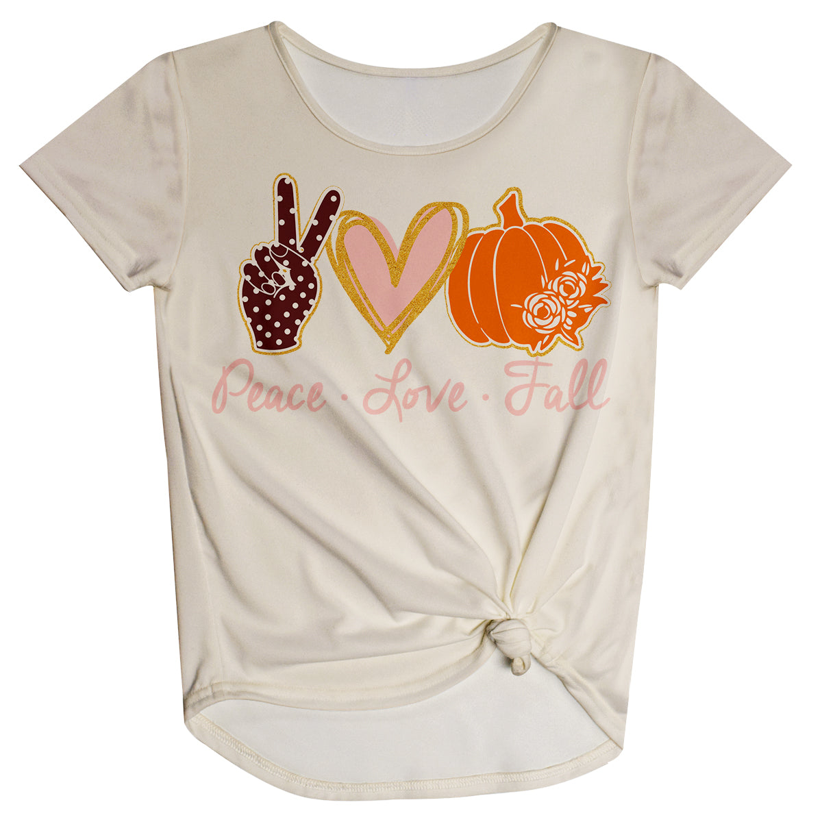 Peace Love Fall Beige Knot Top