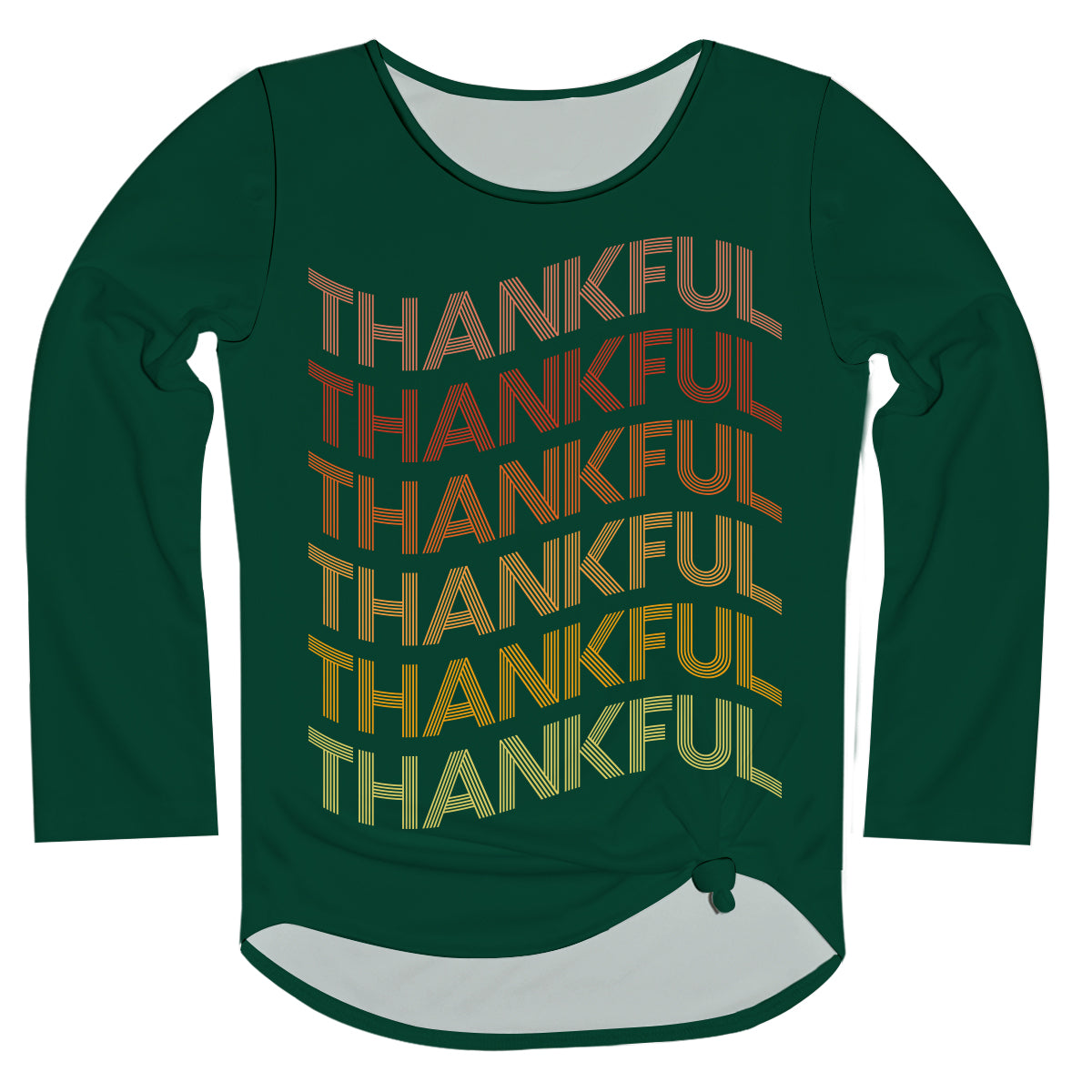 Thankful Green Long Sleeve Knot Top