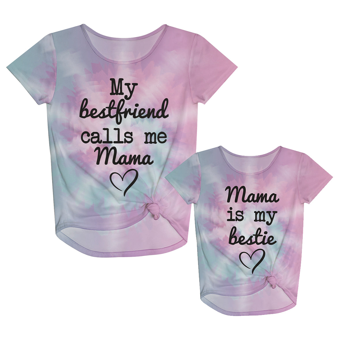 My Bestfriend Calls Me Mama Pink and Purple Short Sleeve Knot Top - Wimziy&Co.