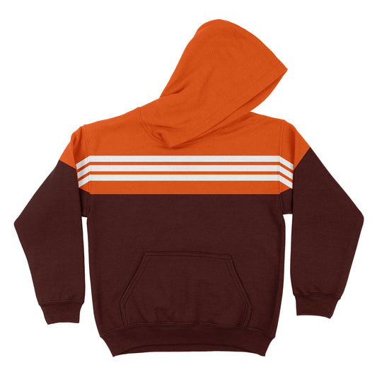 Fox Stripes White Orange and Brown Fleece Long Sleeve Hoodie