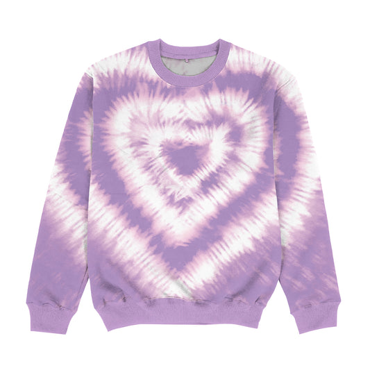 Heart Purple and White Tie Dye Crewneck Sweatshirt