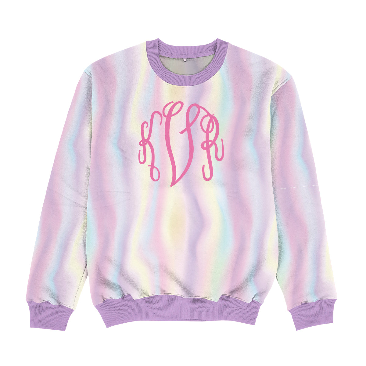 Personalized Monogram White Purple and Yellow Crewneck Sweatshirt
