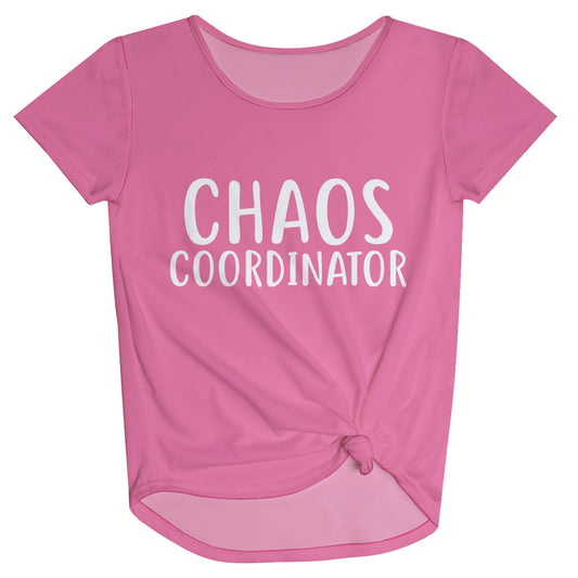 Chaos Coordinator Pink Short Sleeve Knot Top