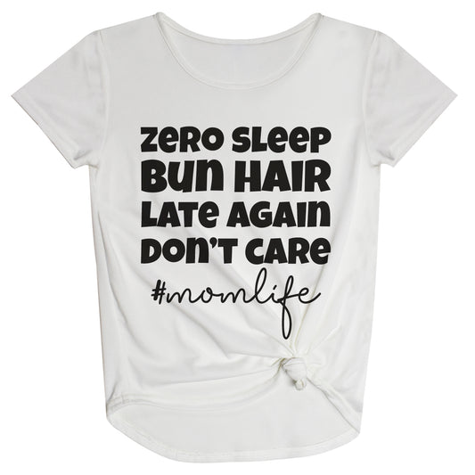 Momlife White Short Sleeve Knot Top