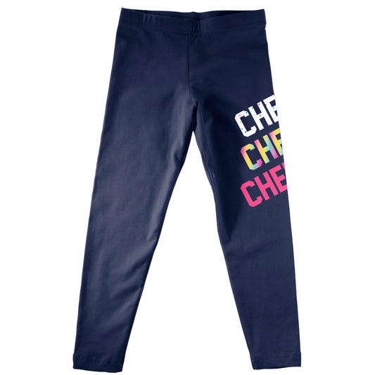 Cheer Text Navy Leggings