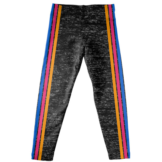 Black Leggings with Multi Colored Stripes