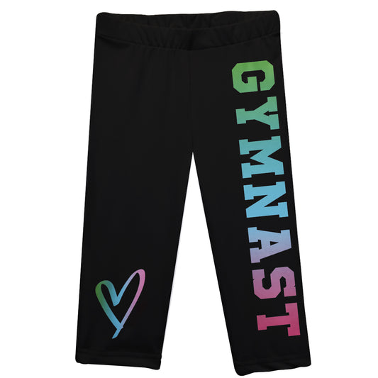 Multicolor Gymnast Black Capri Leggings